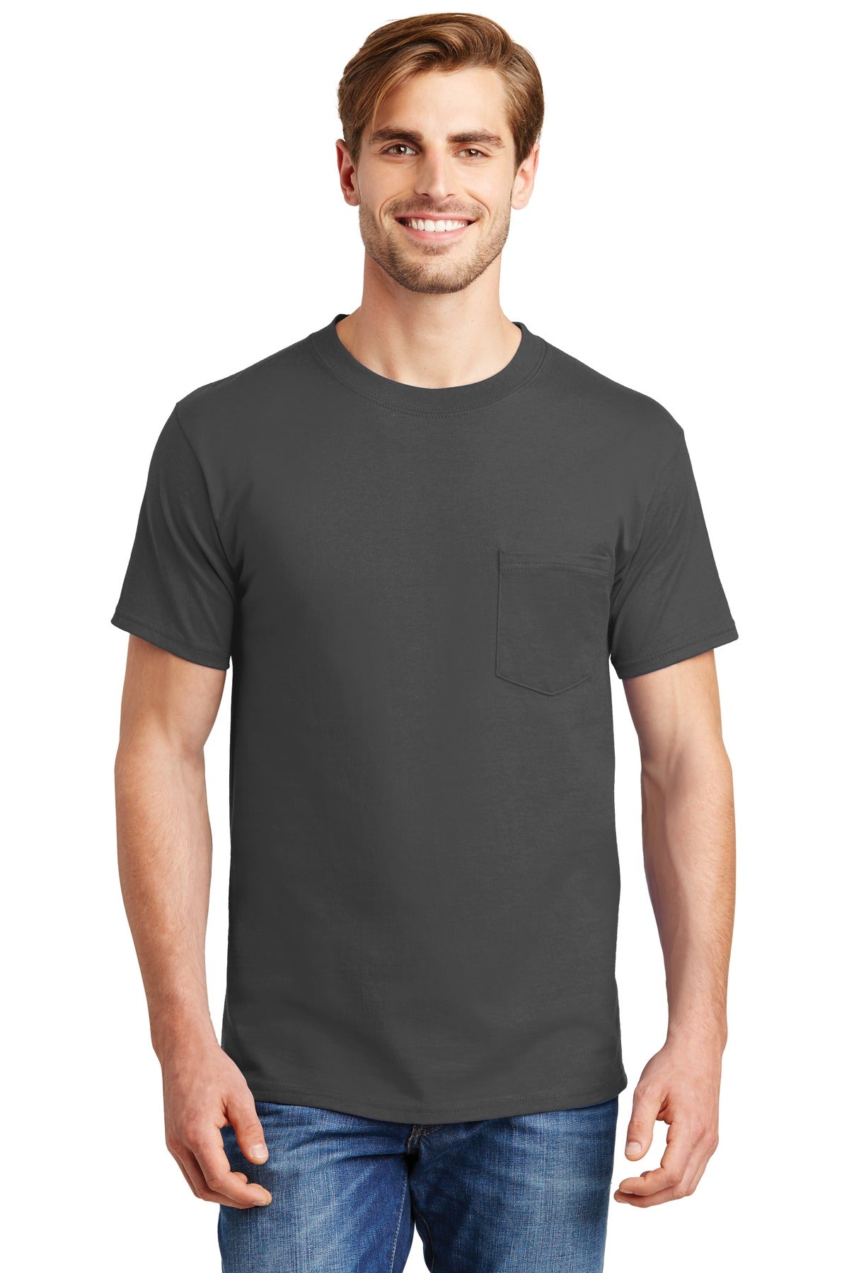 Hanes Beefy-T - 100% Cotton T-Shirt with Pocket. 5190