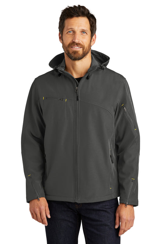 Port Authority Textured Hooded Soft Shell Jacket. J706
