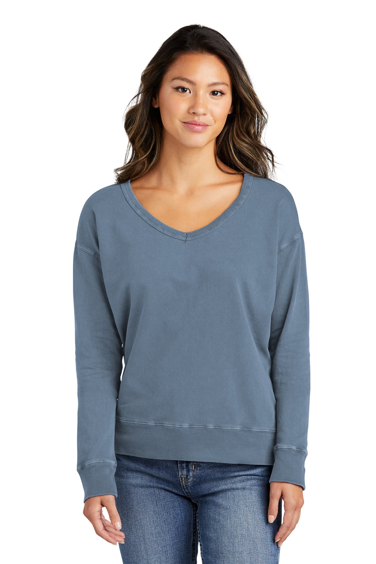 Port & Company Women's Beach Wash Garment-Dyed V-Neck Sweatshirt LPC098V