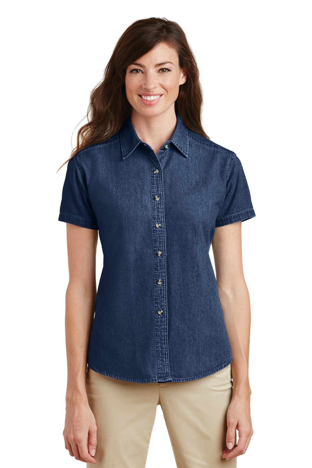 Port & Company Women's Short Sleeve Value Denim Shirt. LSP11