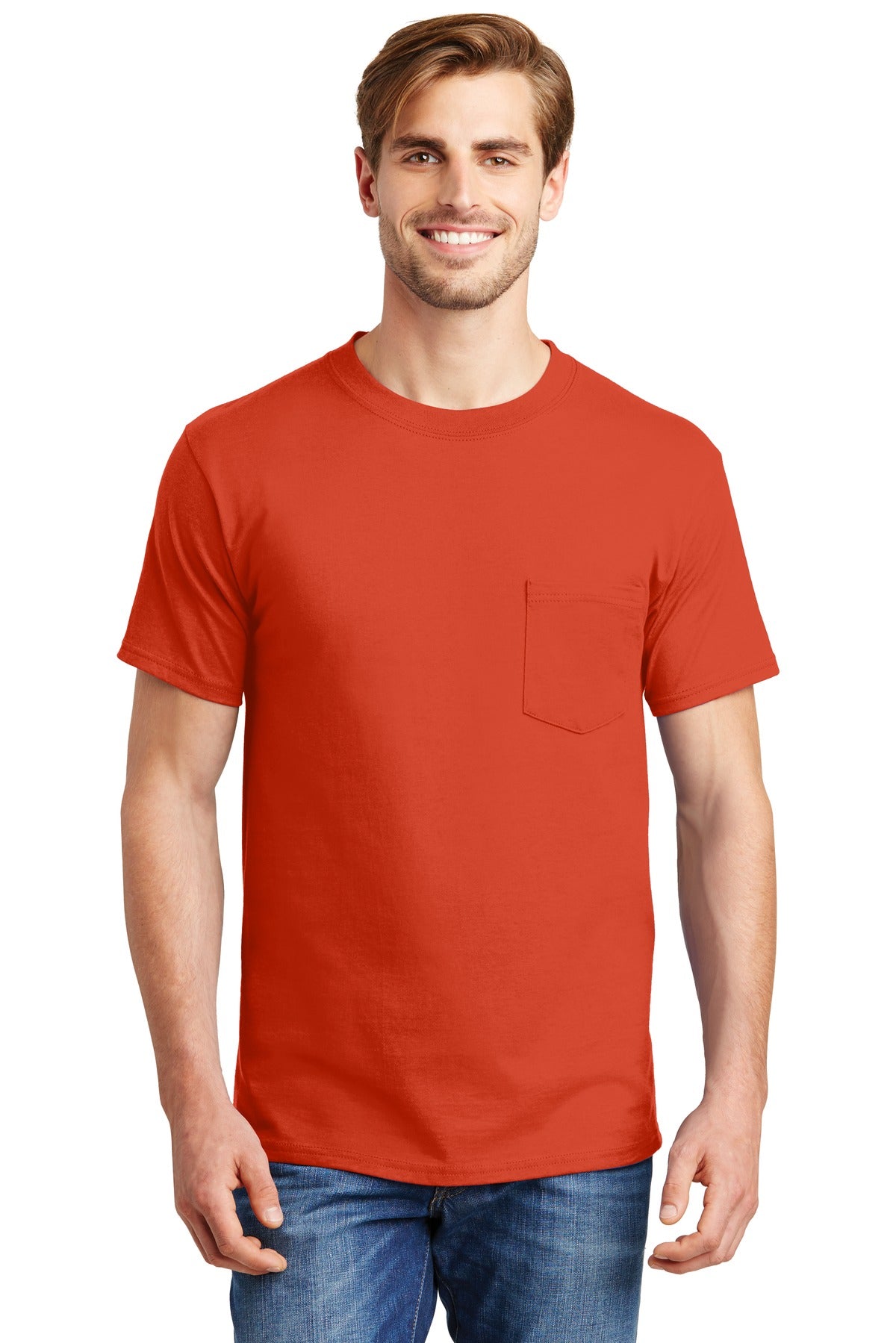 Hanes Beefy-T - 100% Cotton T-Shirt with Pocket. 5190