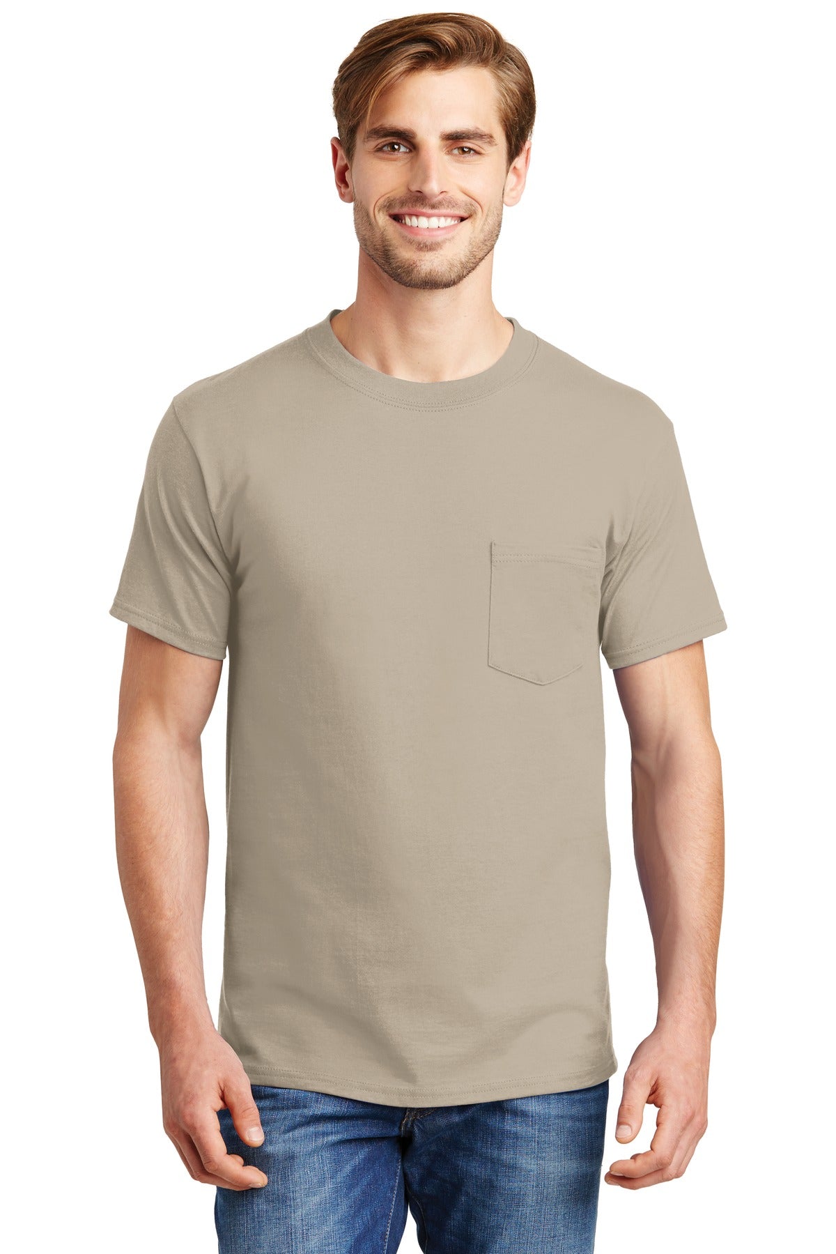 Hanes Beefy-T - 100% Cotton T-Shirt with Pocket. 5190