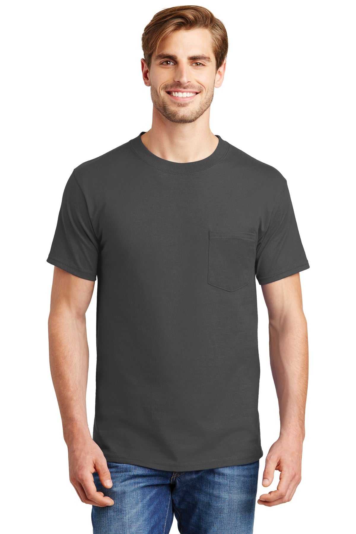 Hanes Beefy-T - 100% Cotton T-Shirt with Pocket. 5190