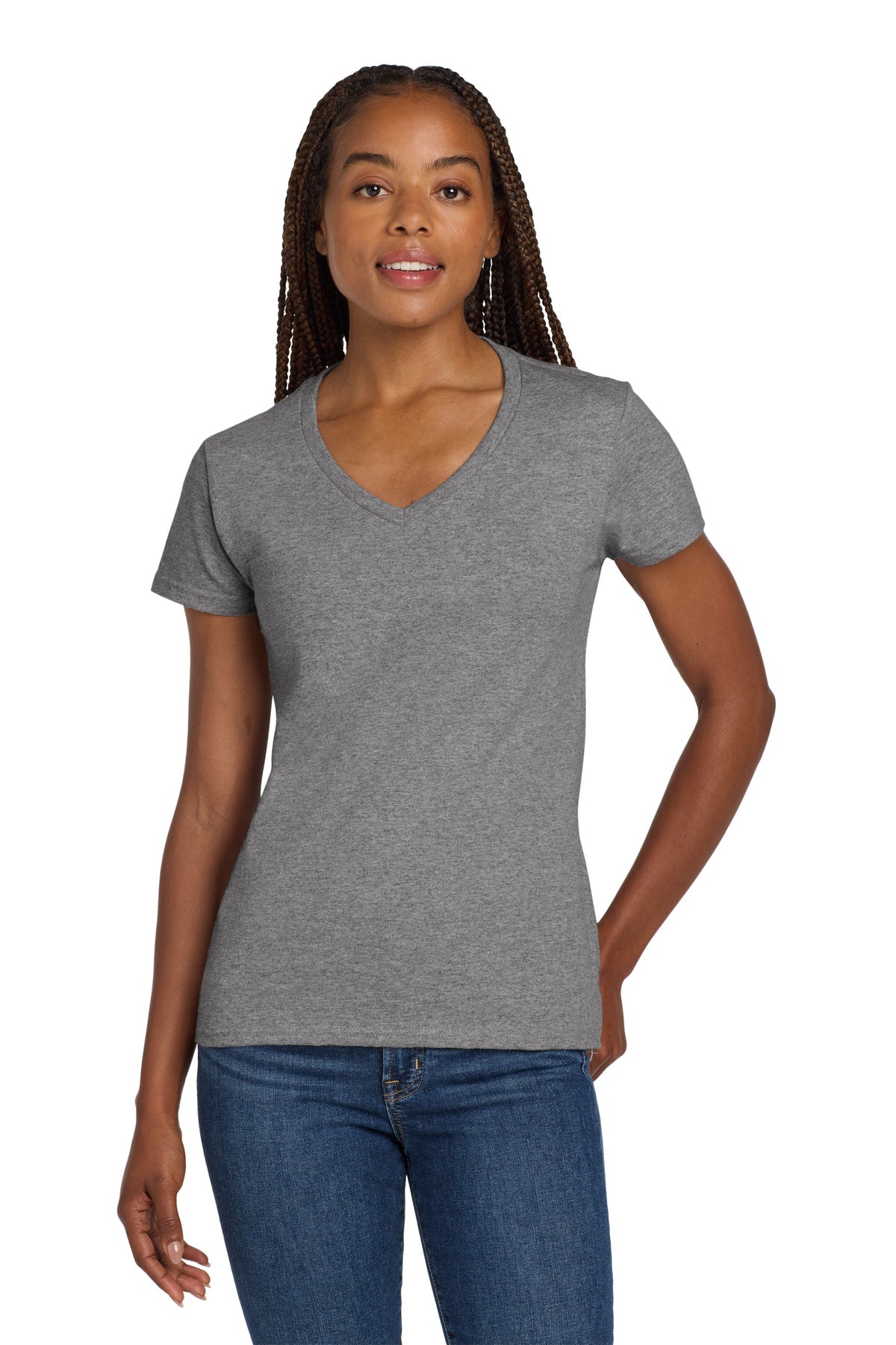 Gildan Women's Heavy Cotton 100% Cotton V-Neck T-Shirt. 5V00L