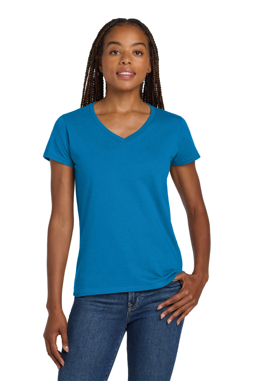 Gildan Women's Heavy Cotton 100% Cotton V-Neck T-Shirt. 5V00L
