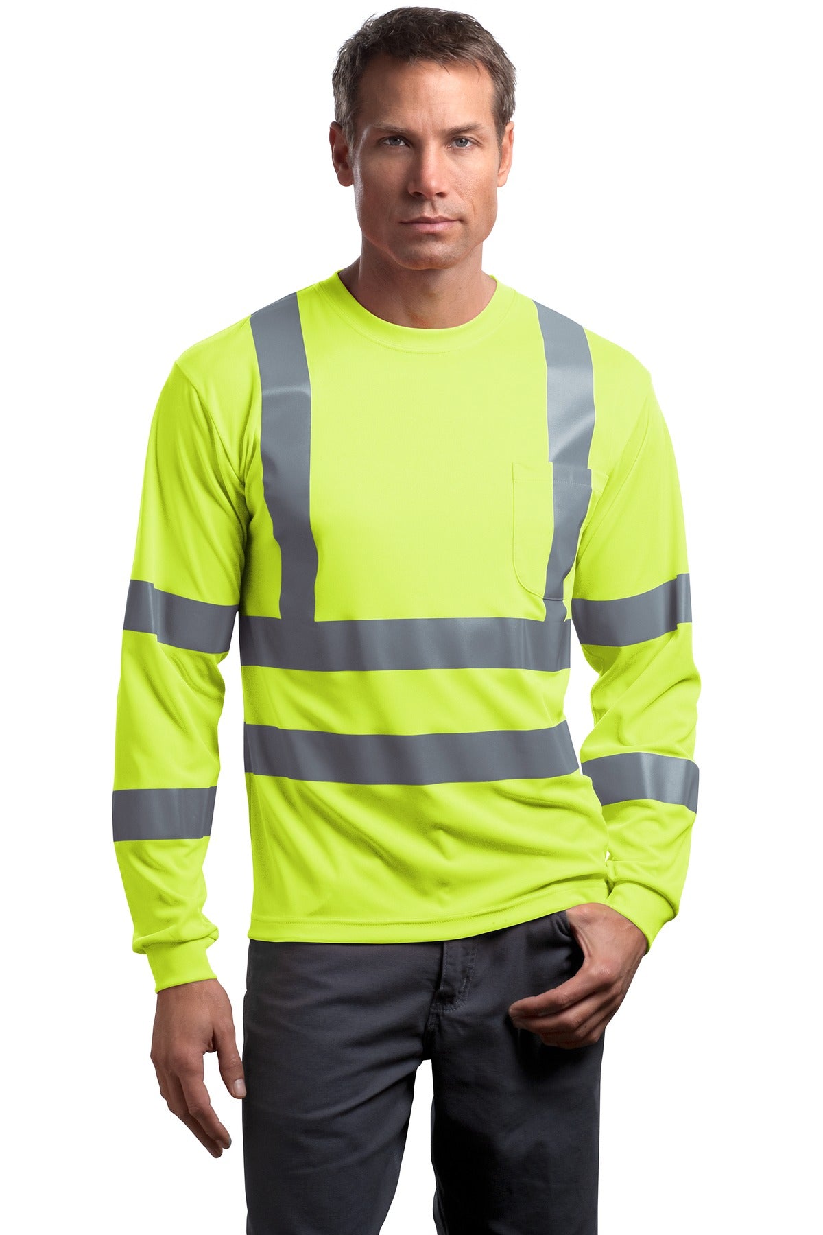 CornerStone - ANSI 107 Class 3 Long Sleeve Snag-Resistant Reflective T-Shirt. CS409