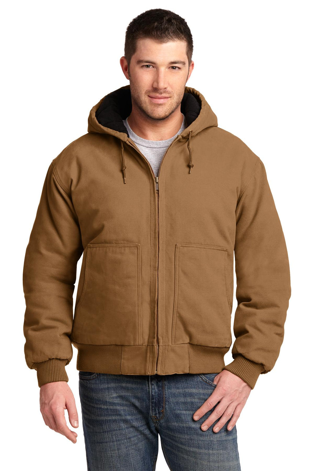 CornerStone Washed Duck Cloth Insulated Hooded Work Jacket. CSJ41