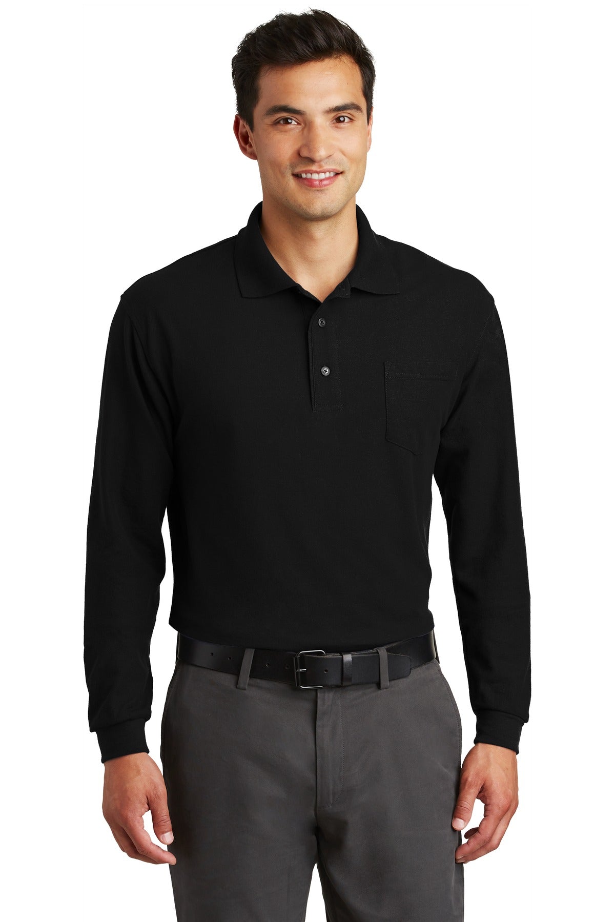 Port Authority Long Sleeve Silk Touch Polo with Pocket.  K500LSP