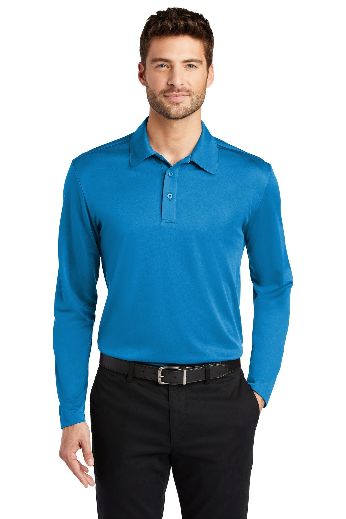 Port Authority Silk Touch Performance Long Sleeve Polo. K540LS