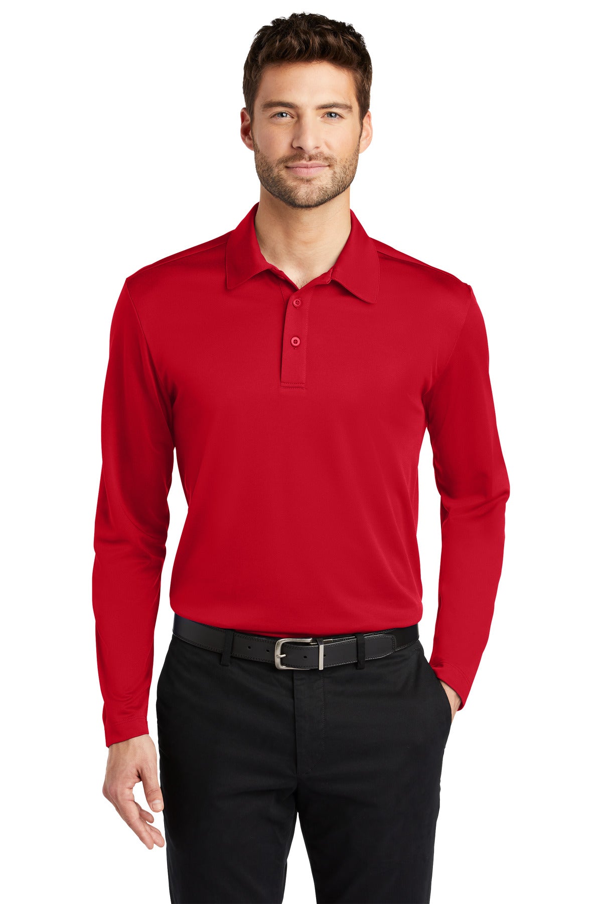 Port Authority Silk Touch Performance Long Sleeve Polo. K540LS