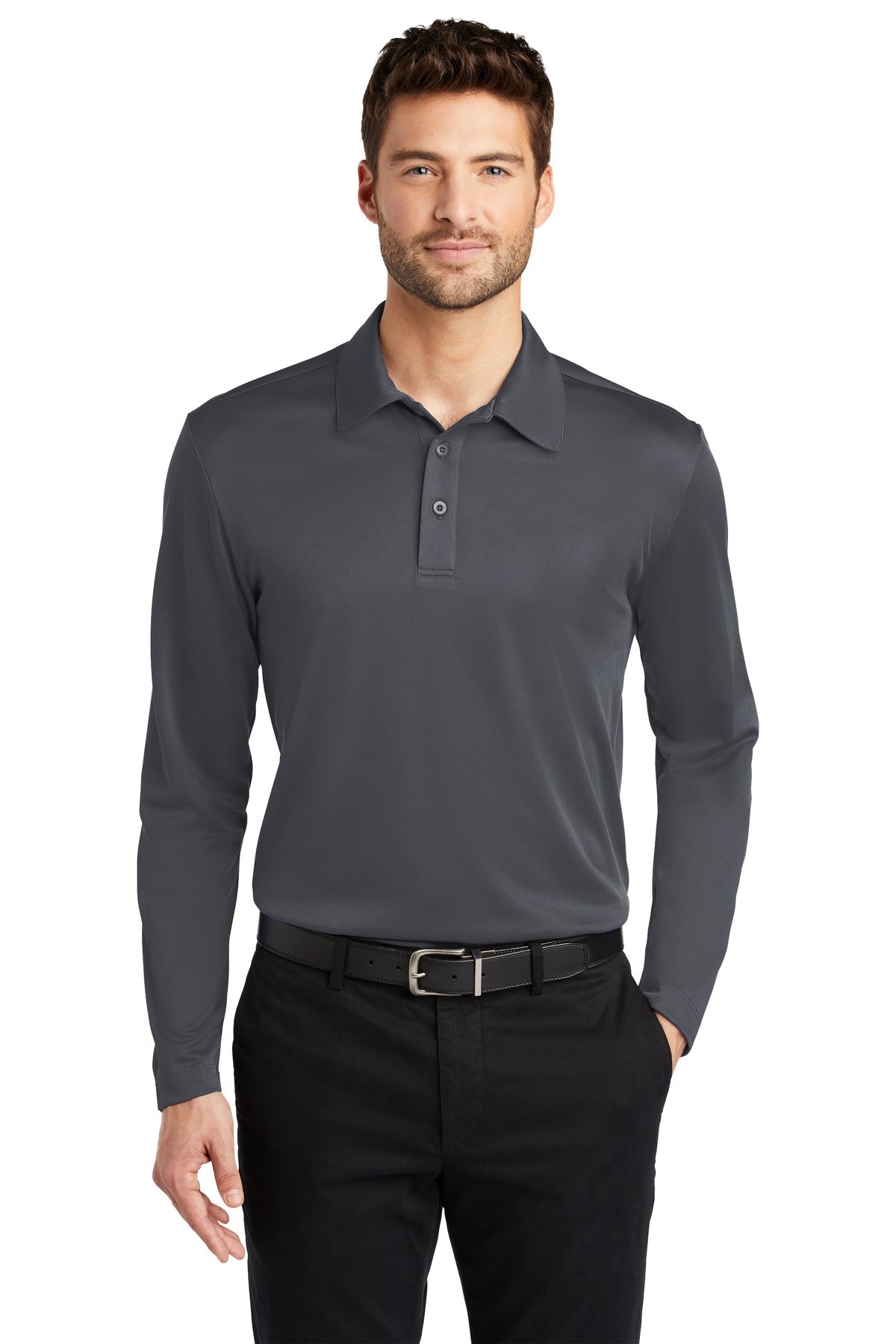 Port Authority Silk Touch Performance Long Sleeve Polo. K540LS