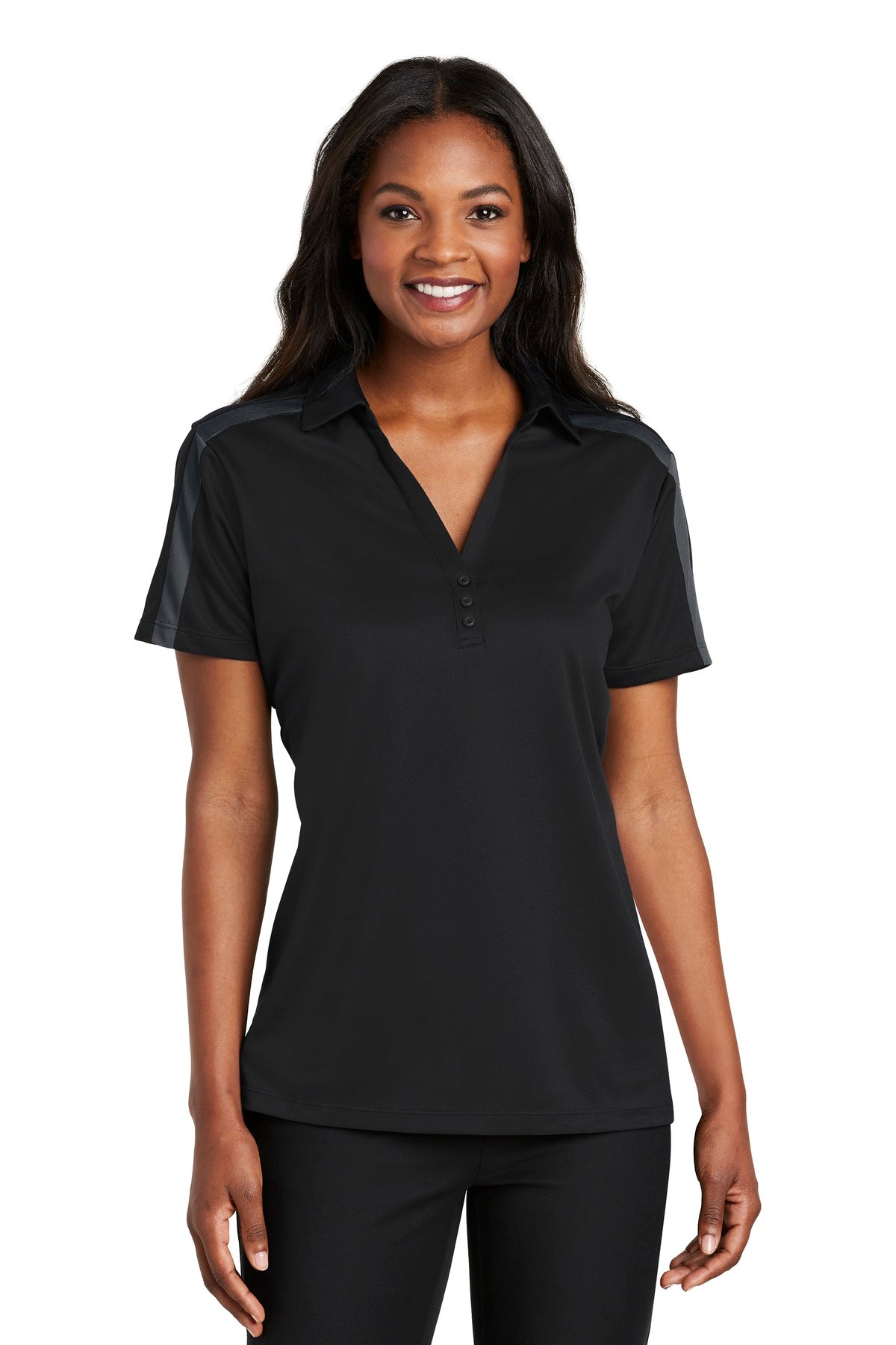 Port Authority Women's Silk Touch Performance Colorblock Stripe Polo. L547