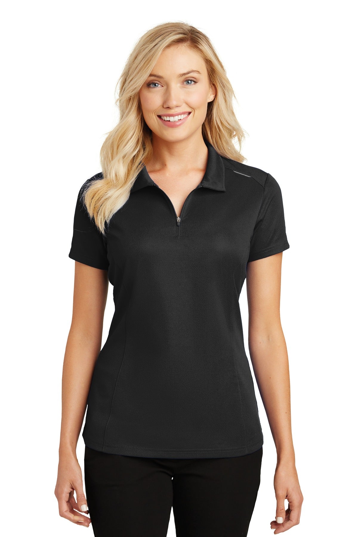 Port Authority Women's Pinpoint Mesh Zip Polo. L580