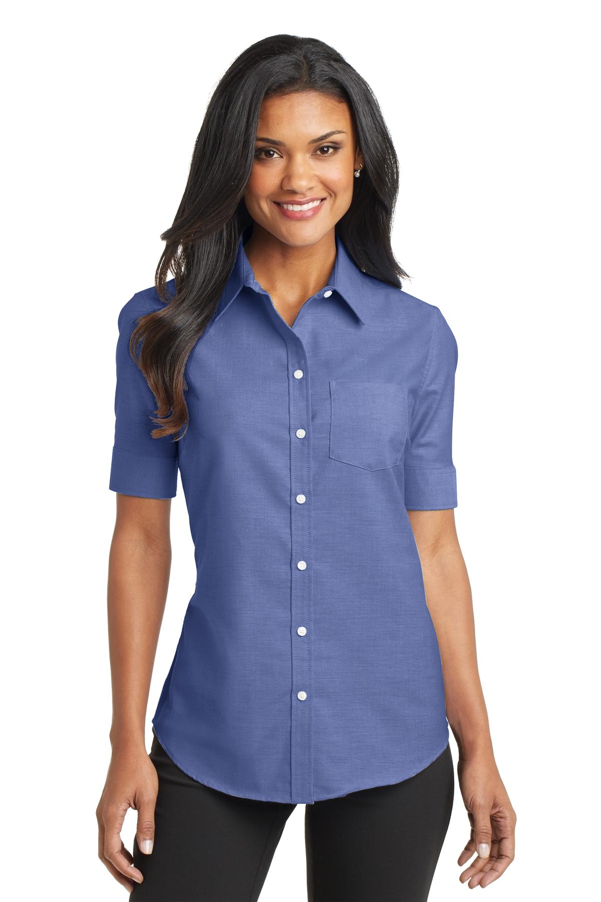 Port Authority Women's Short Sleeve SuperPro Oxford Shirt. L659