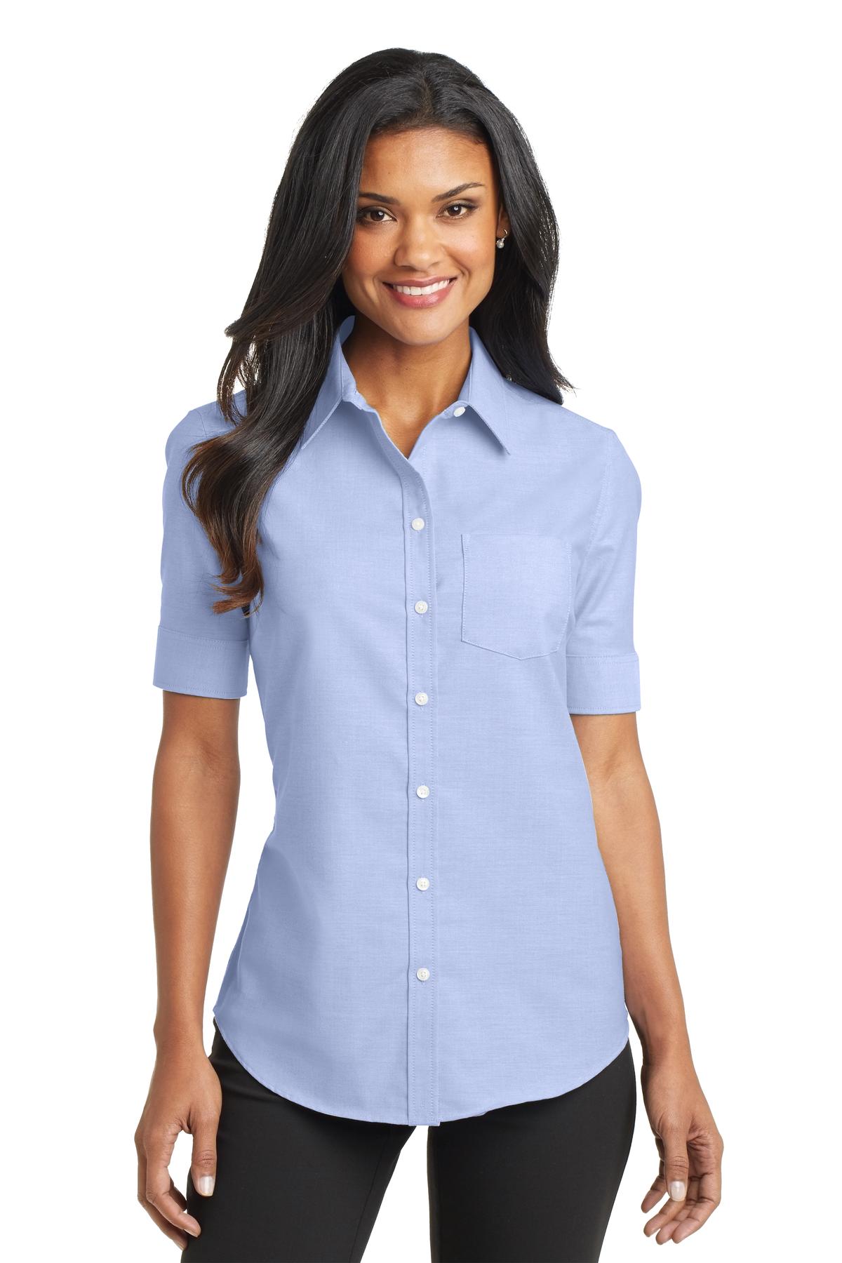 Port Authority Women's Short Sleeve SuperPro Oxford Shirt. L659