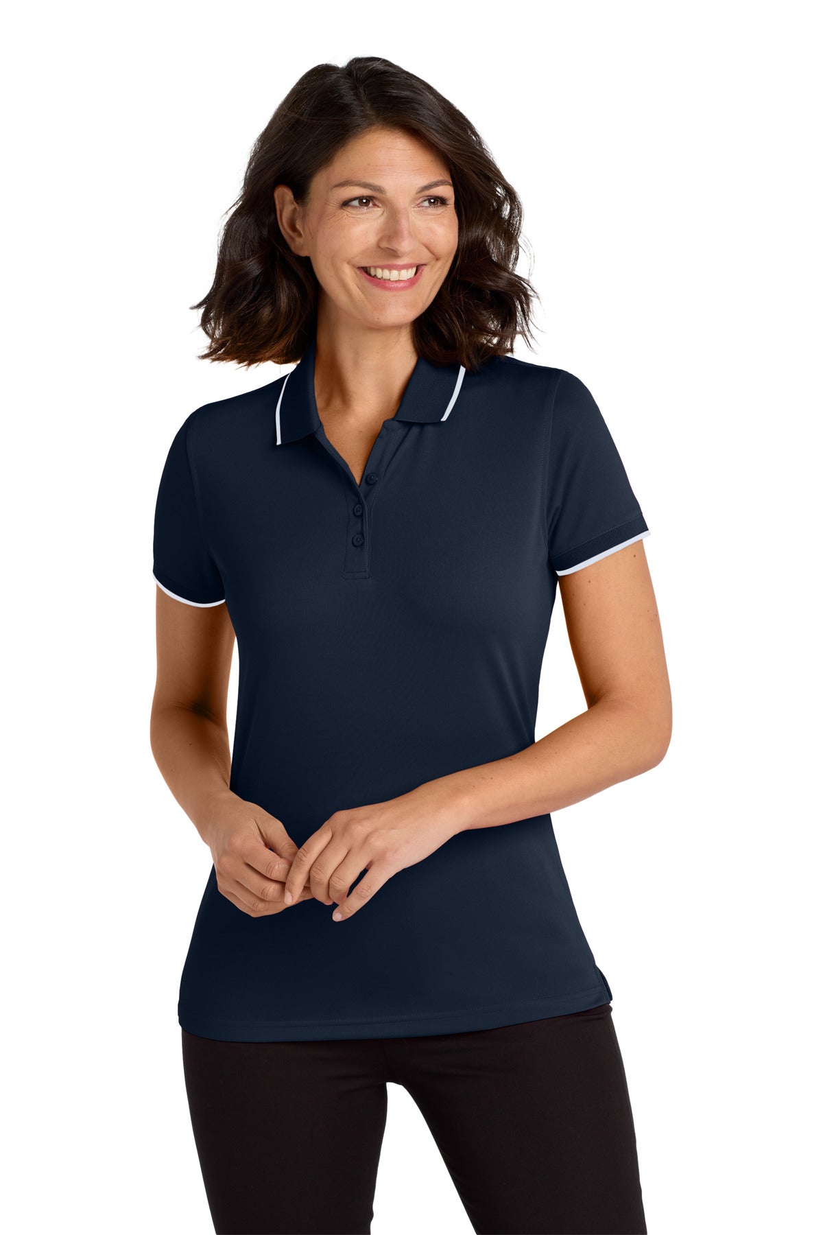 Port Authority Women's Dry Zone UV Micro-Mesh Tipped Polo. LK111