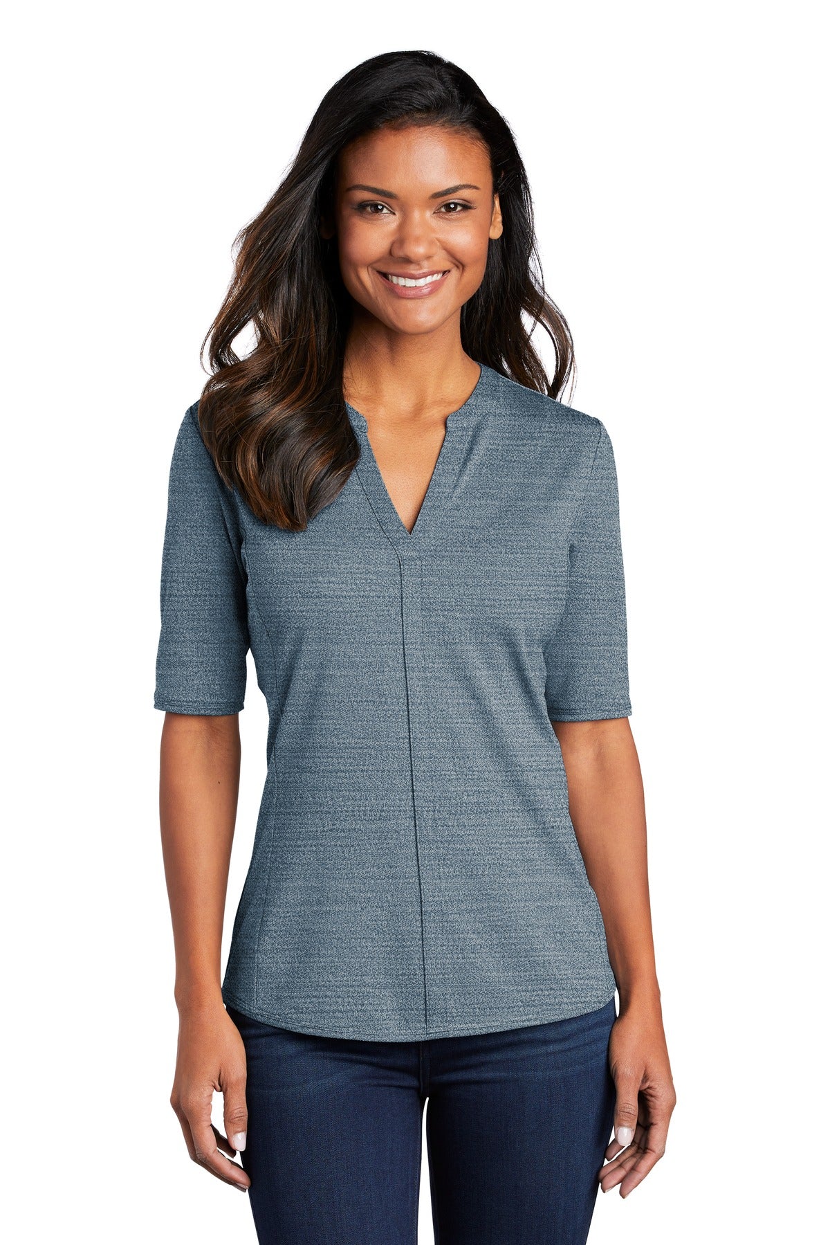 Port Authority  Women's Stretch Heather Open Neck Top  LK583