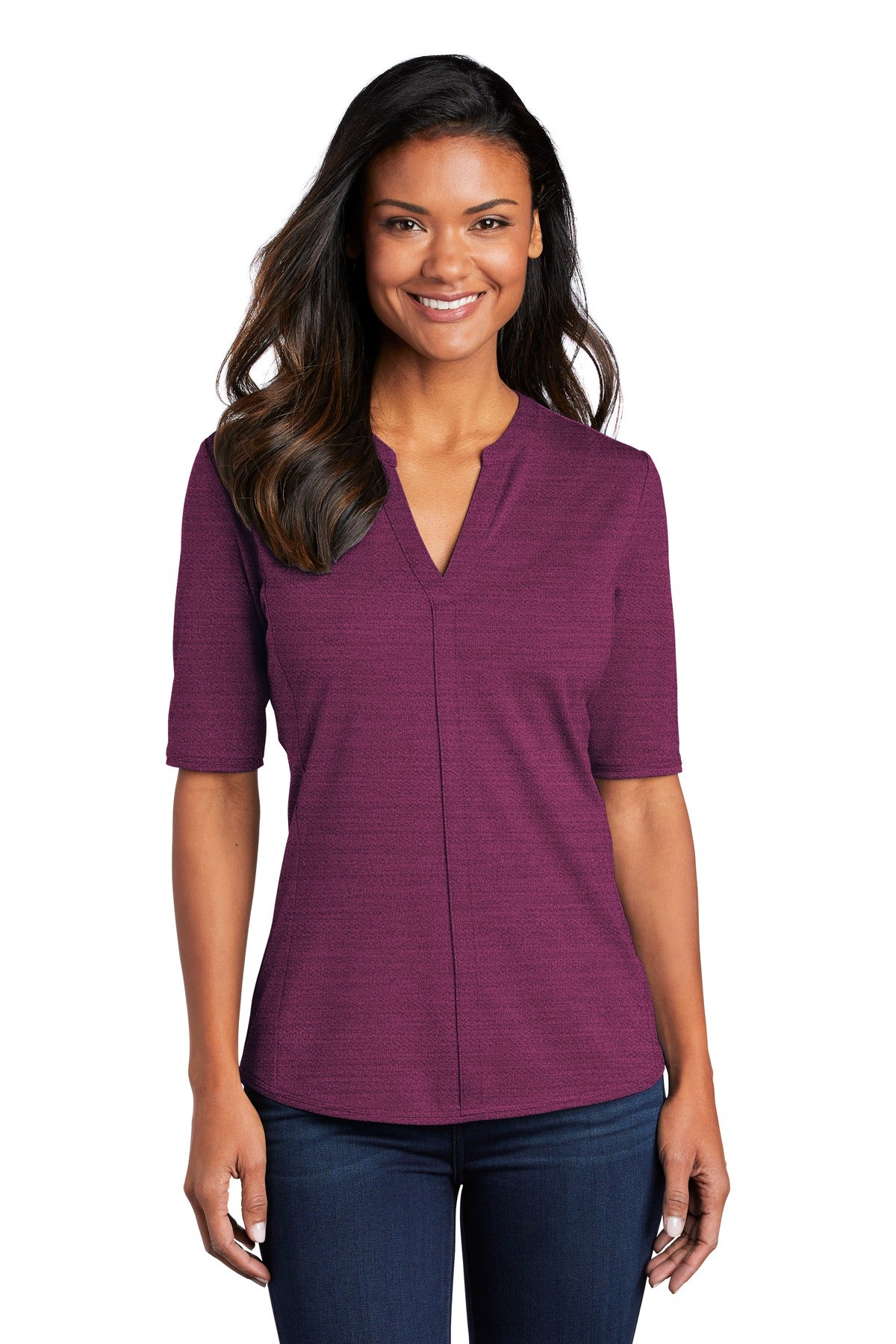 Port Authority  Women's Stretch Heather Open Neck Top  LK583