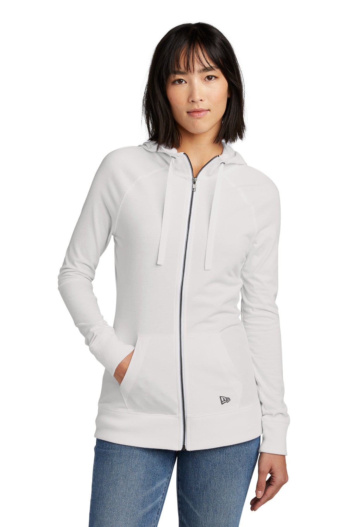 New Era Women's Sueded Cotton Blend Full-Zip Hoodie. LNEA122