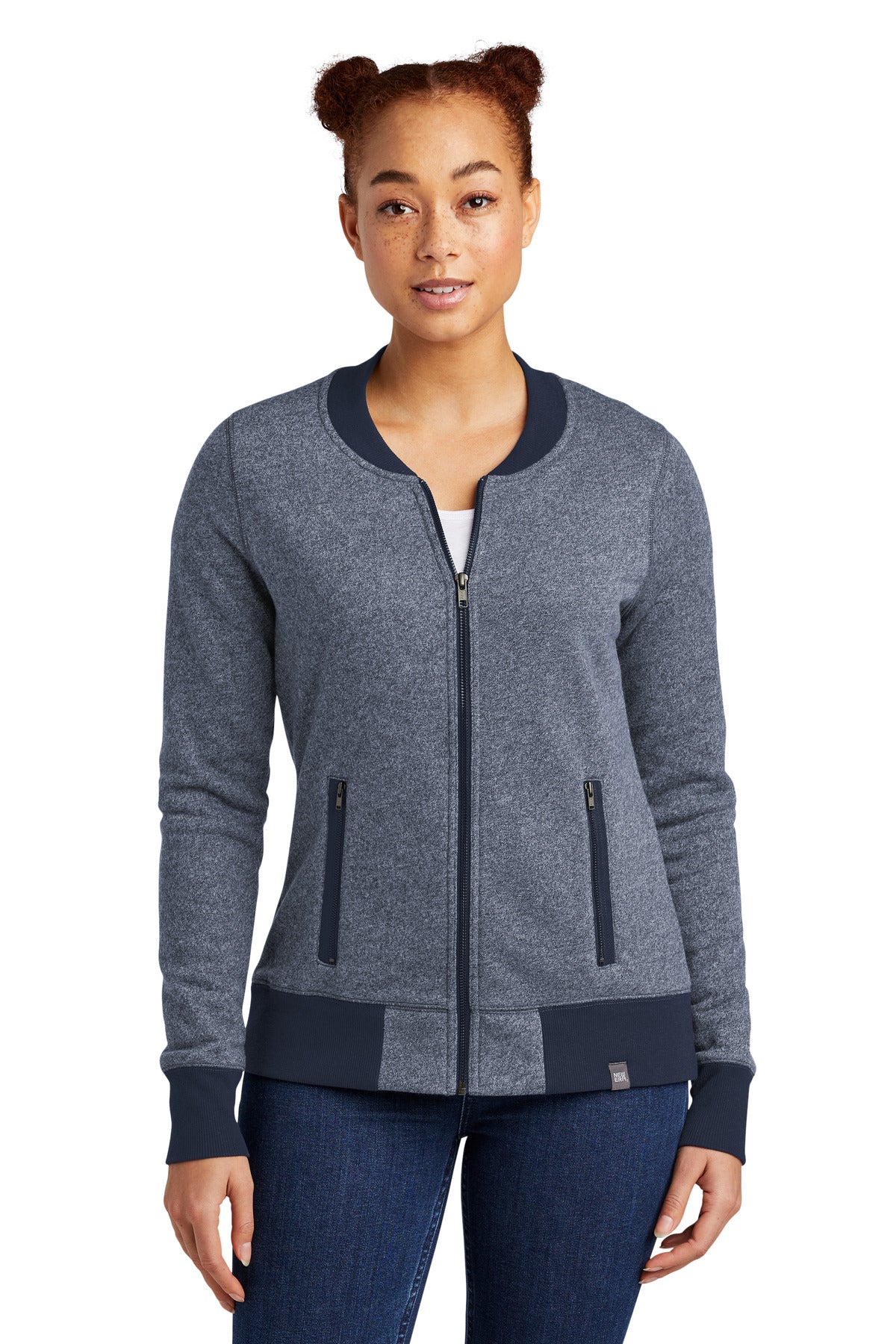 New Era Women's French Terry Baseball Full-Zip. LNEA503