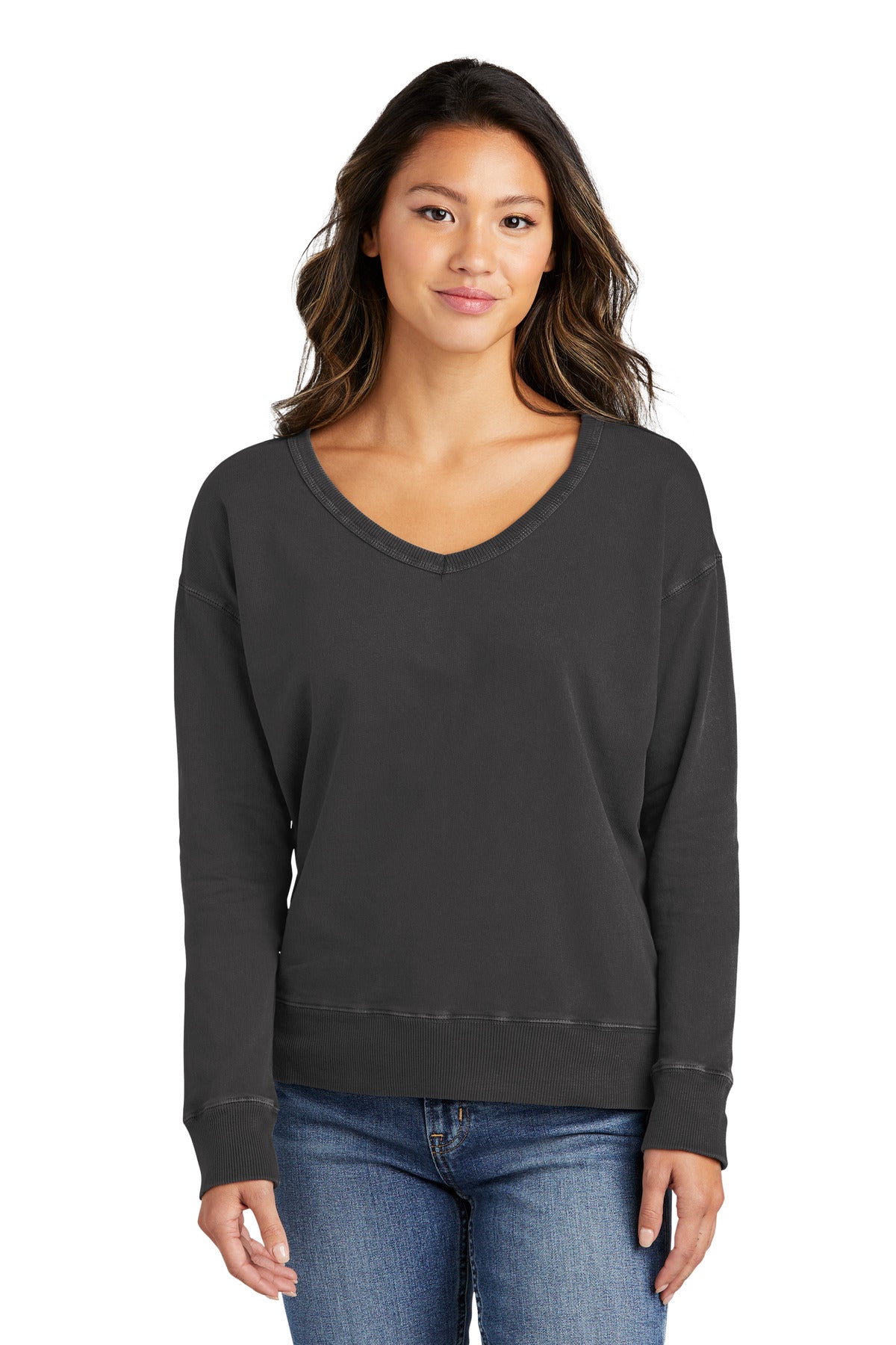 Port & Company Women's Beach Wash Garment-Dyed V-Neck Sweatshirt LPC098V