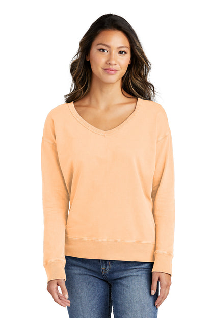 Port & Company Women's Beach Wash Garment-Dyed V-Neck Sweatshirt LPC098V