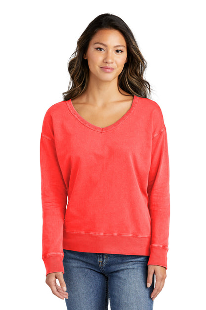 Port & Company Women's Beach Wash Garment-Dyed V-Neck Sweatshirt LPC098V