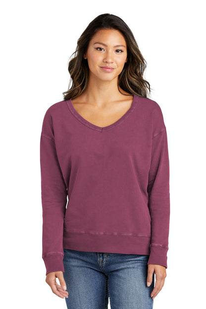 Port & Company Women's Beach Wash Garment-Dyed V-Neck Sweatshirt LPC098V