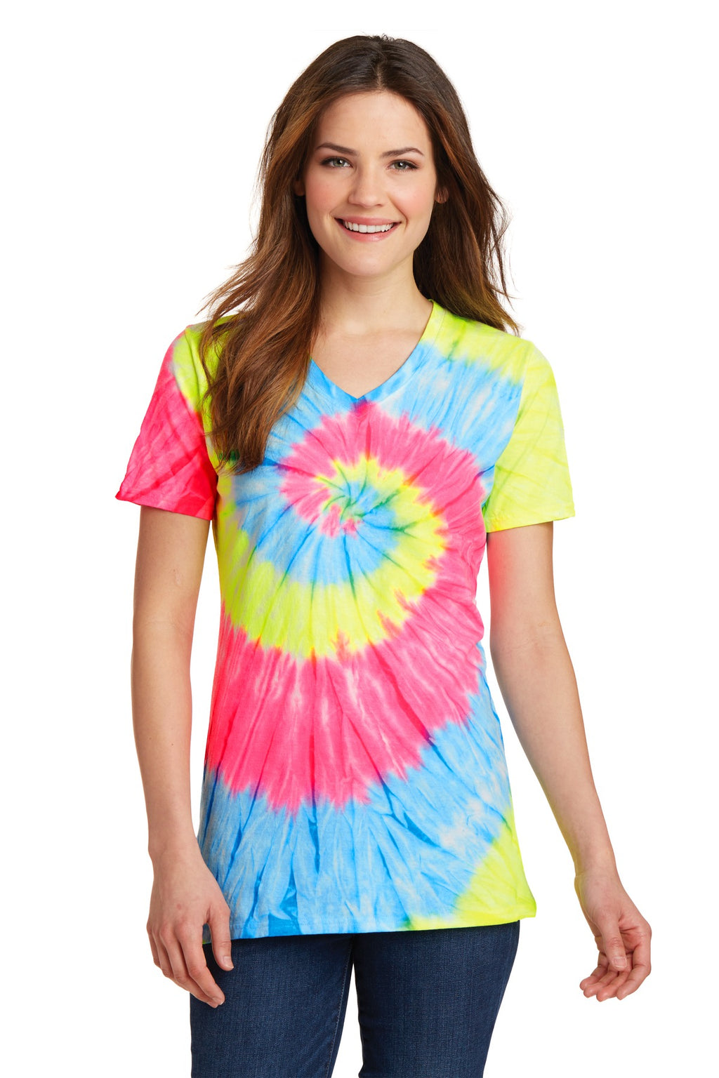 Port & Company Women's Tie-Dye V-Neck Tee.  LPC147V