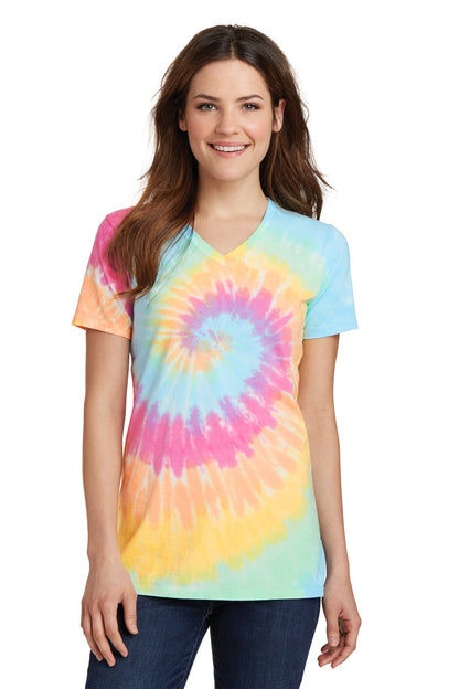 Port & Company Women's Tie-Dye V-Neck Tee.  LPC147V