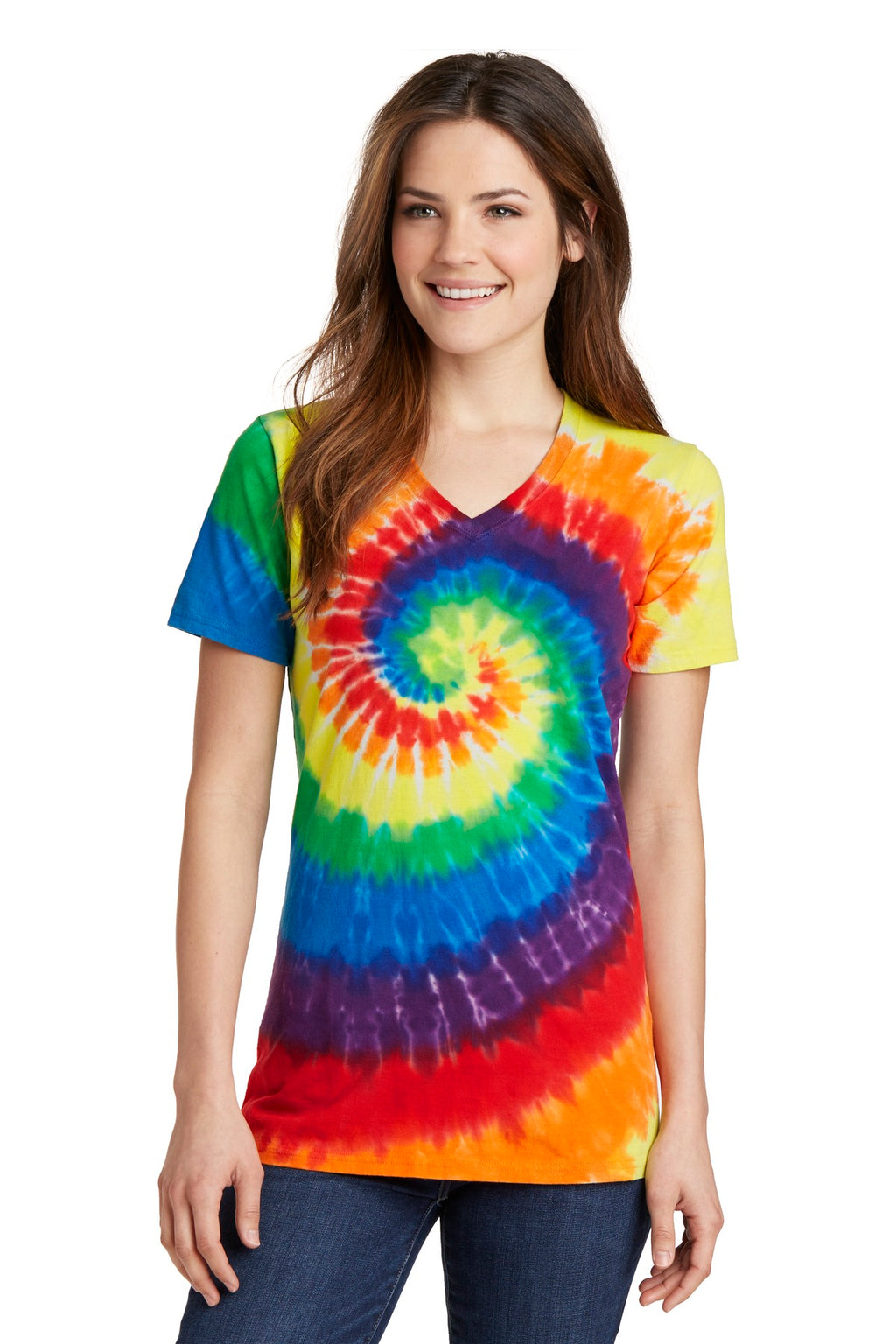 Port & Company Women's Tie-Dye V-Neck Tee.  LPC147V