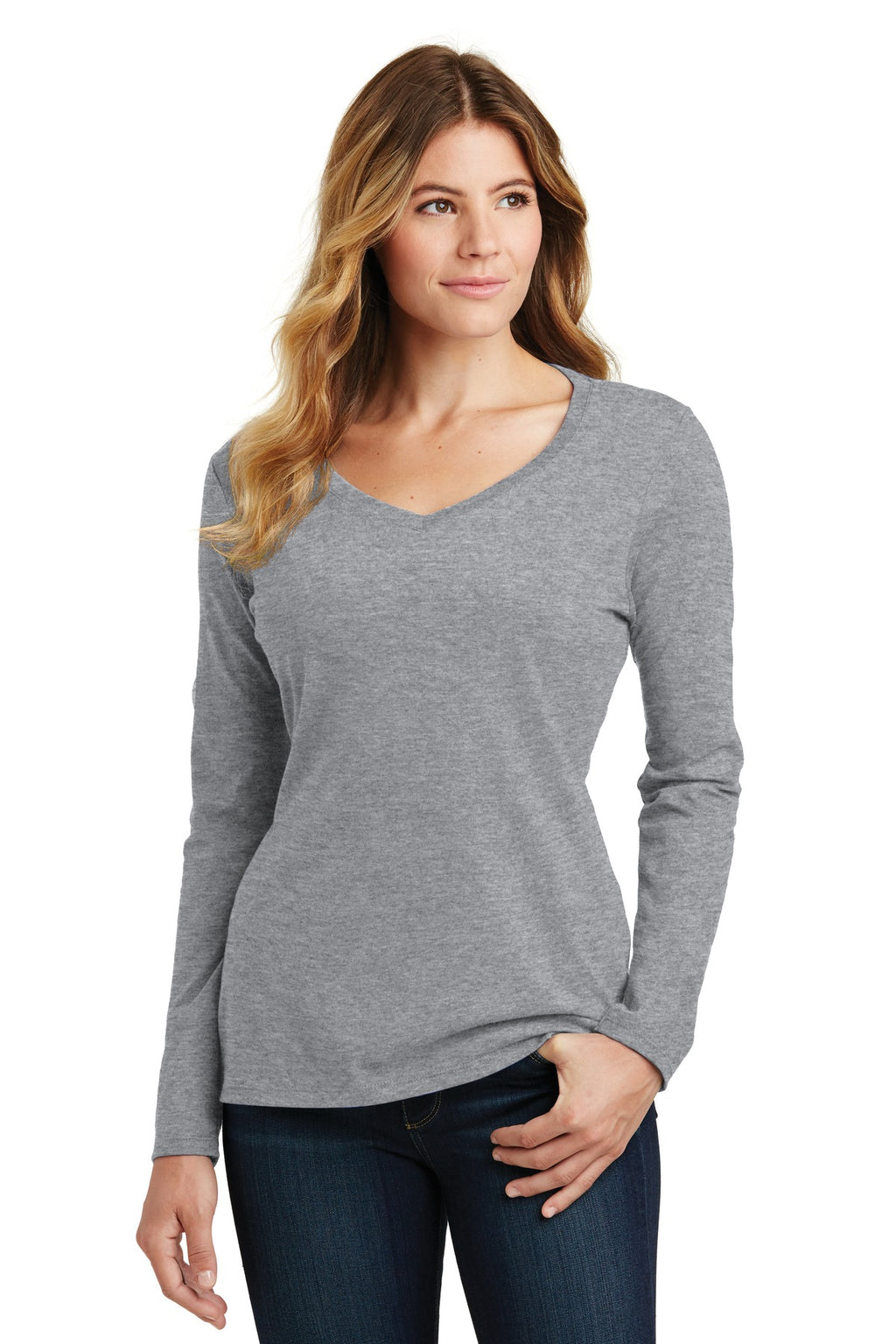Port & Company Women's Long Sleeve Fan Favorite V-Neck Tee. LPC450VLS