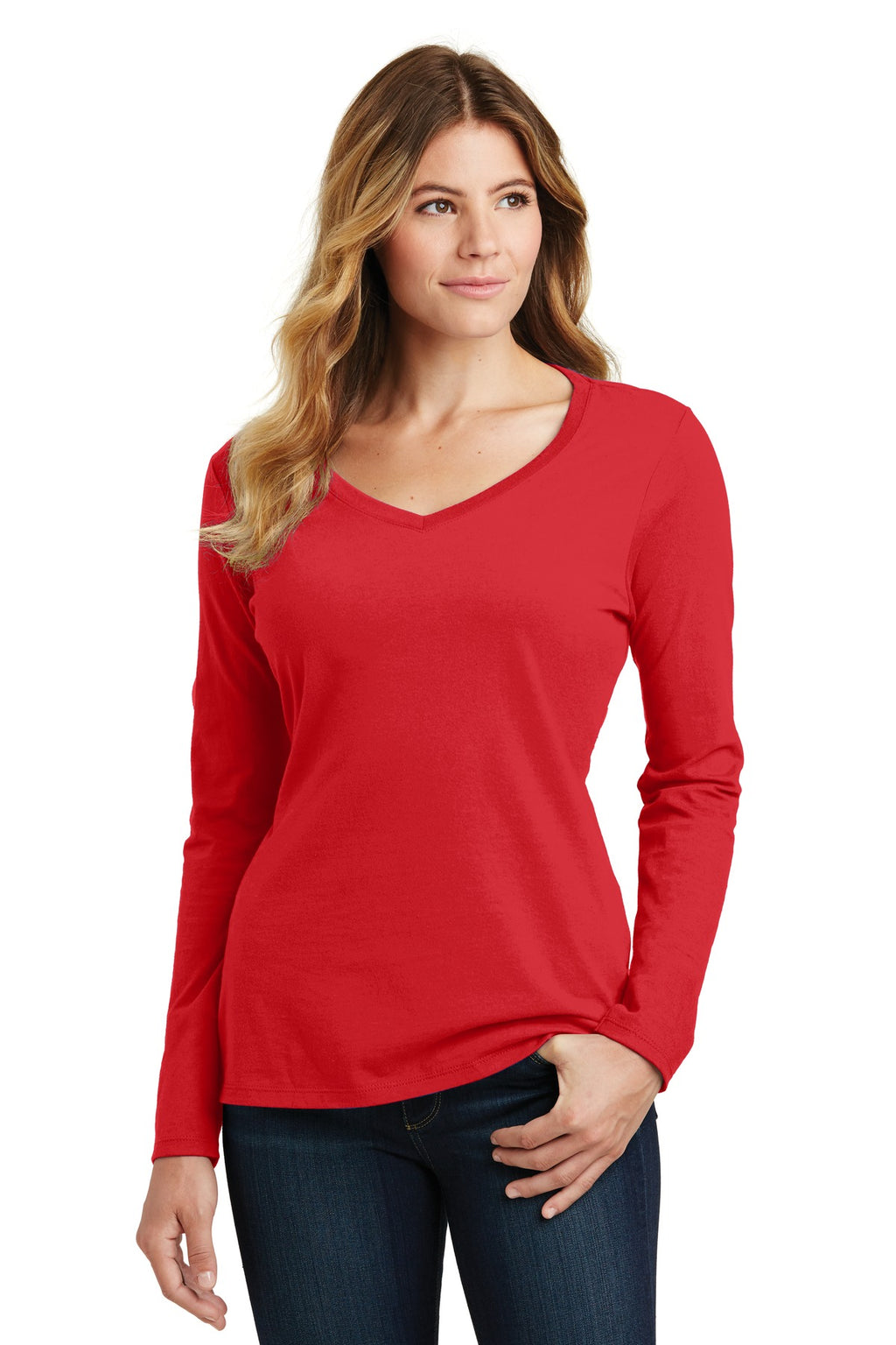 Port & Company Women's Long Sleeve Fan Favorite V-Neck Tee. LPC450VLS