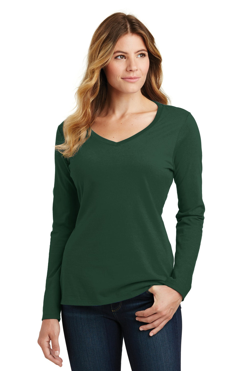 Port & Company Women's Long Sleeve Fan Favorite V-Neck Tee. LPC450VLS