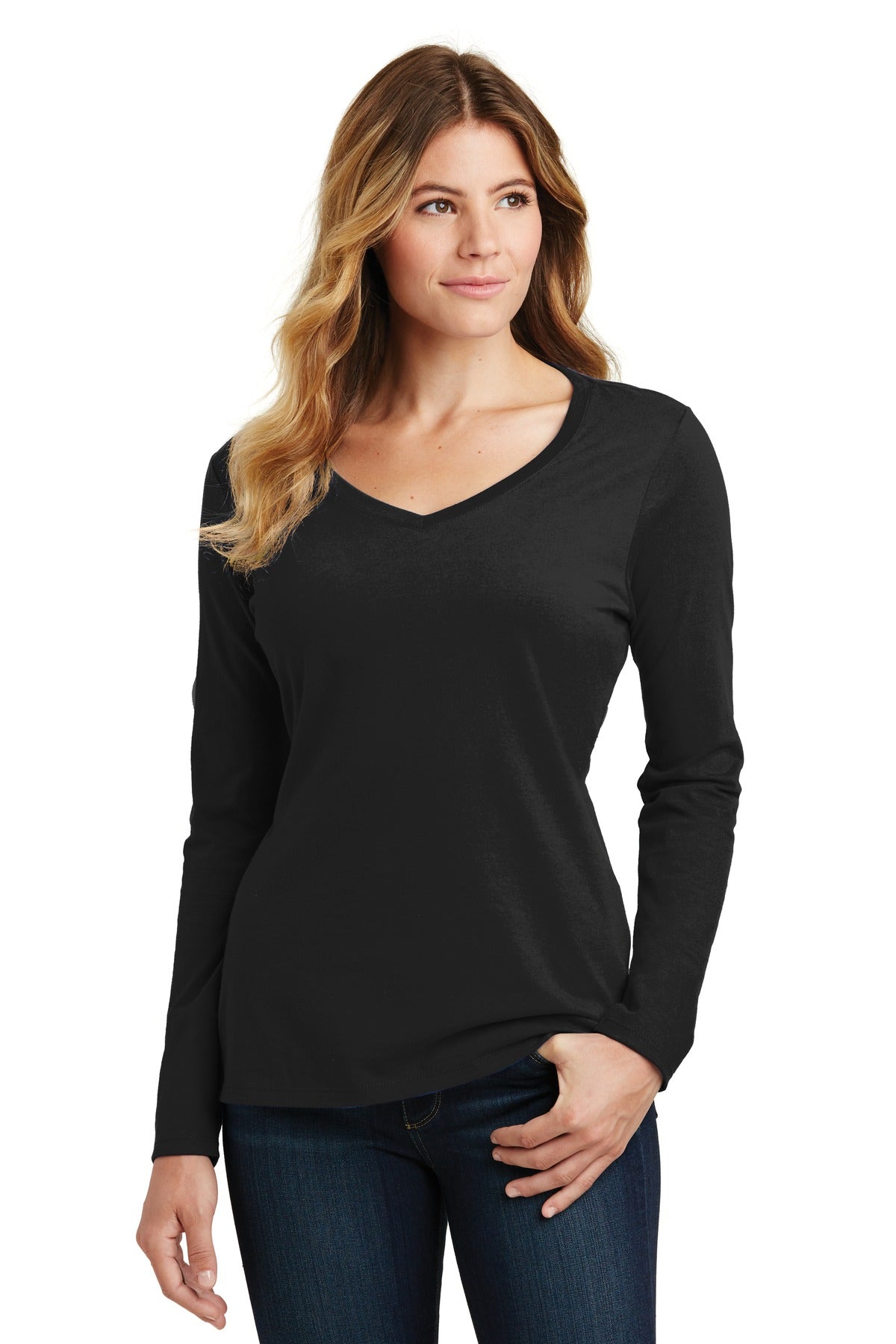 Port & Company Women's Long Sleeve Fan Favorite V-Neck Tee. LPC450VLS