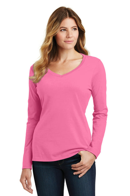 Port & Company Women's Long Sleeve Fan Favorite V-Neck Tee. LPC450VLS