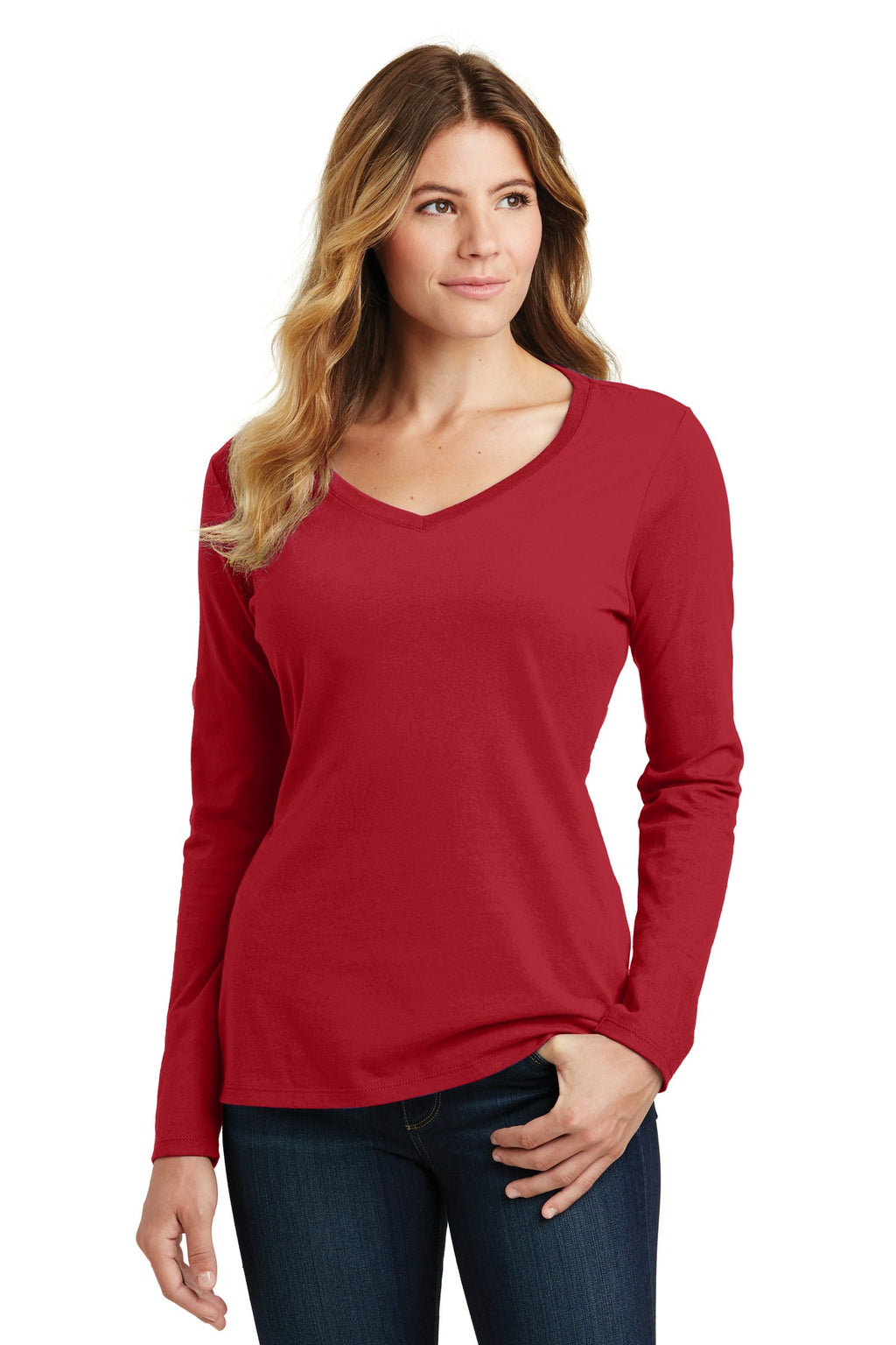 Port & Company Women's Long Sleeve Fan Favorite V-Neck Tee. LPC450VLS