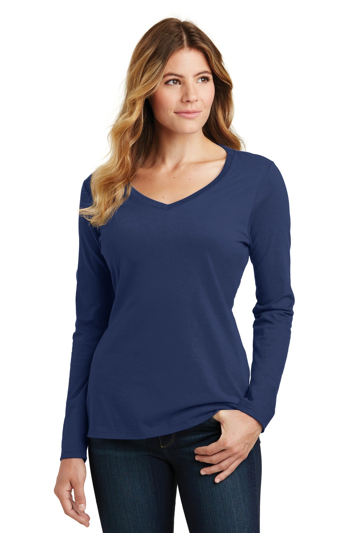 Port & Company Women's Long Sleeve Fan Favorite V-Neck Tee. LPC450VLS