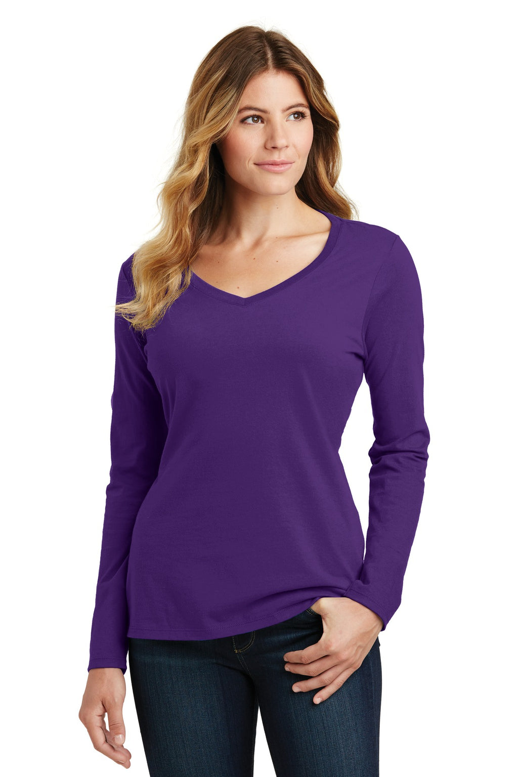 Port & Company Women's Long Sleeve Fan Favorite V-Neck Tee. LPC450VLS