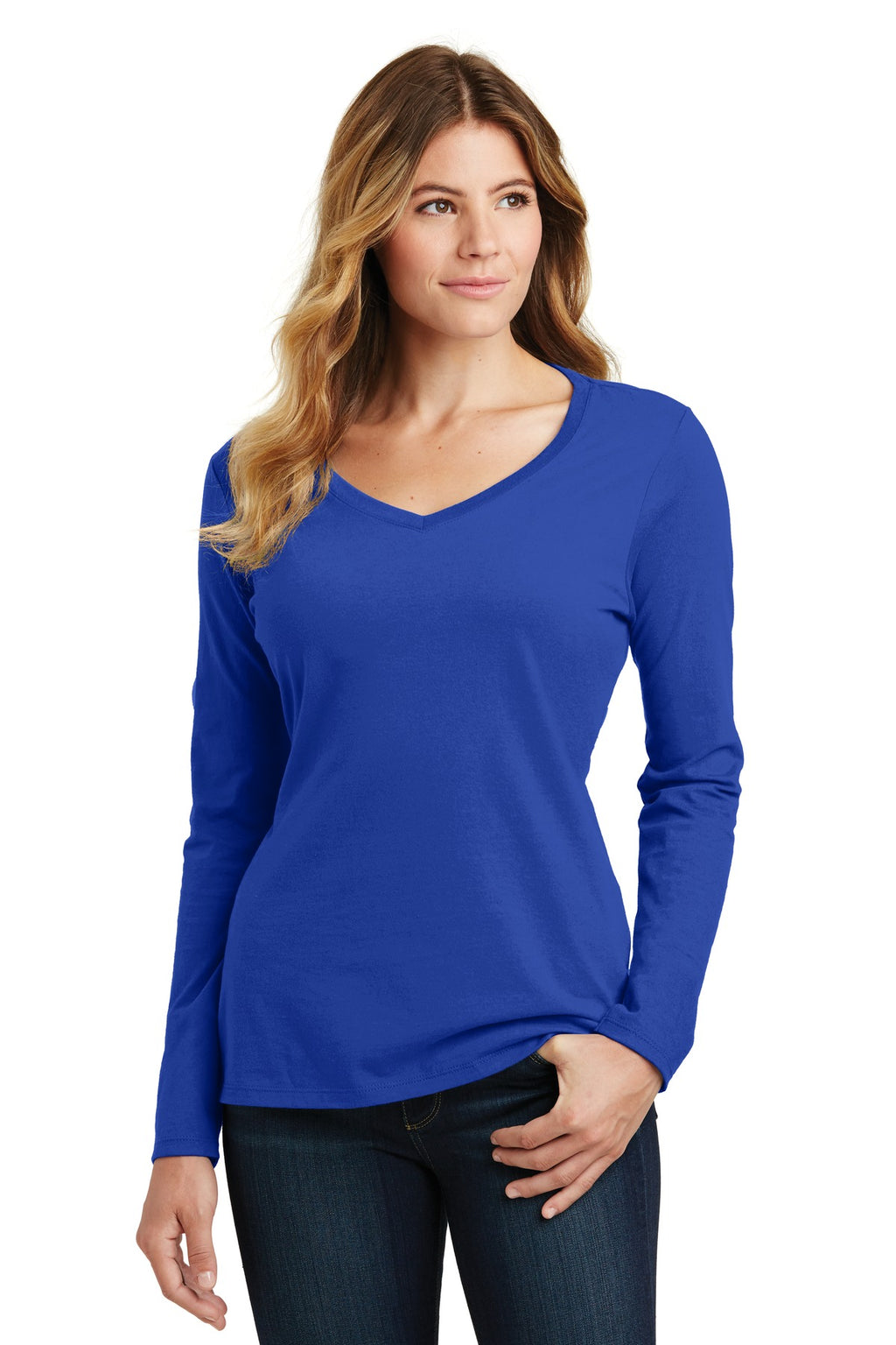 Port & Company Women's Long Sleeve Fan Favorite V-Neck Tee. LPC450VLS