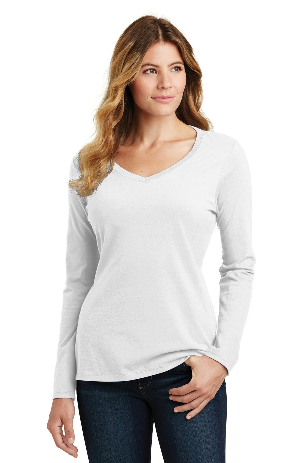 Port & Company Women's Long Sleeve Fan Favorite V-Neck Tee. LPC450VLS