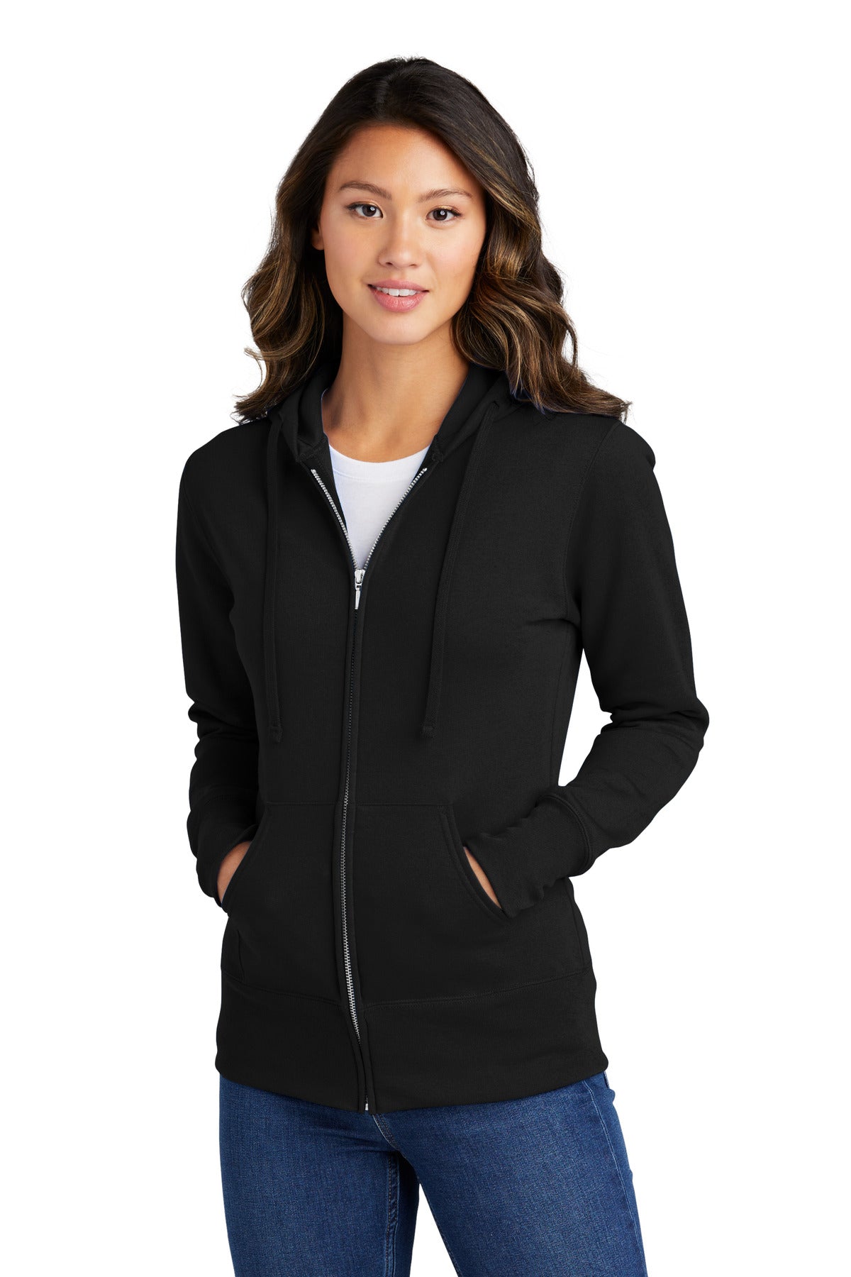 Port & Company Women's Core Fleece Full-Zip Hooded Sweatshirt. LPC78ZH