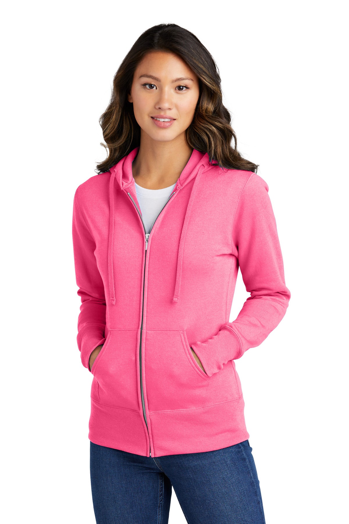 Port & Company Women's Core Fleece Full-Zip Hooded Sweatshirt. LPC78ZH