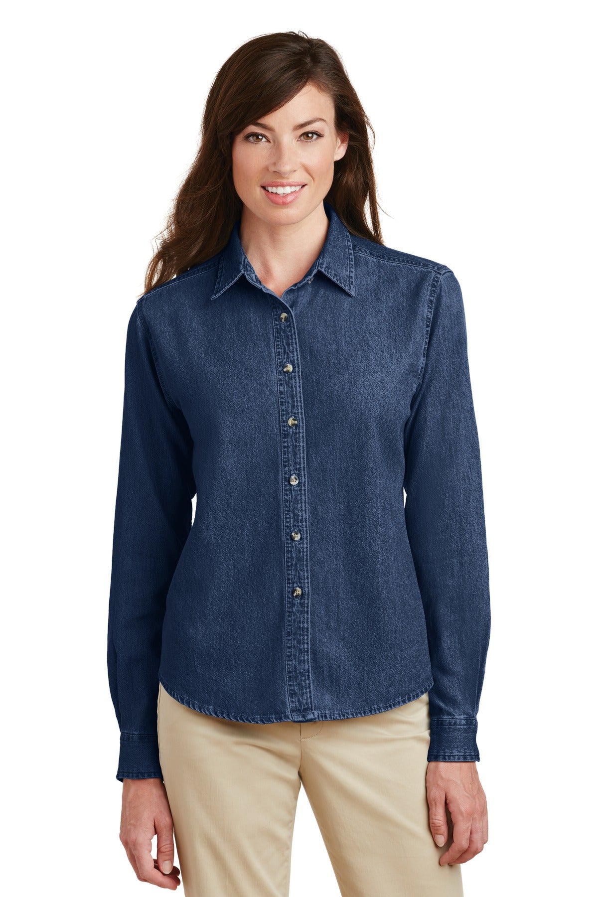 Port & Company Women's Long Sleeve Value Denim Shirt.  LSP10