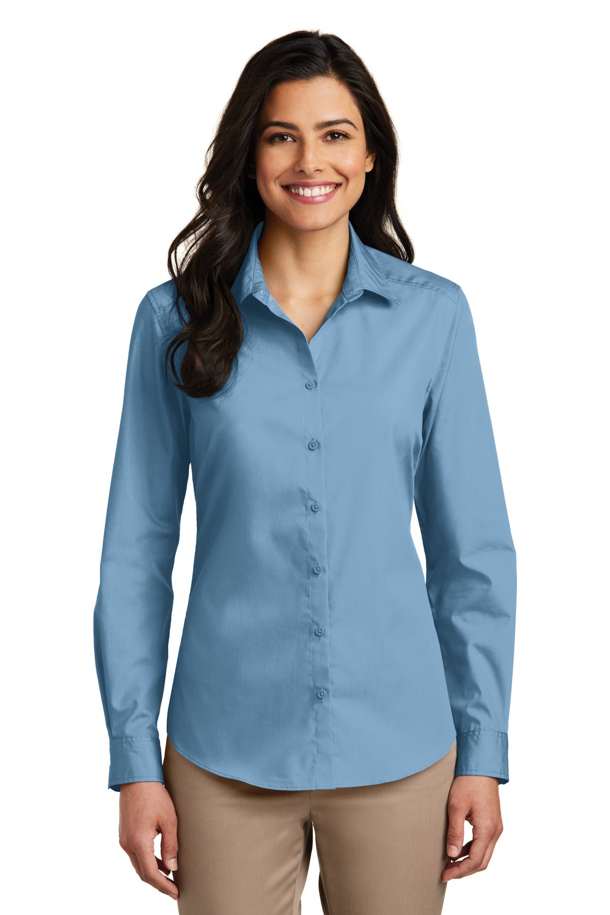 Port Authority Women's Long Sleeve Carefree Poplin Shirt. LW100