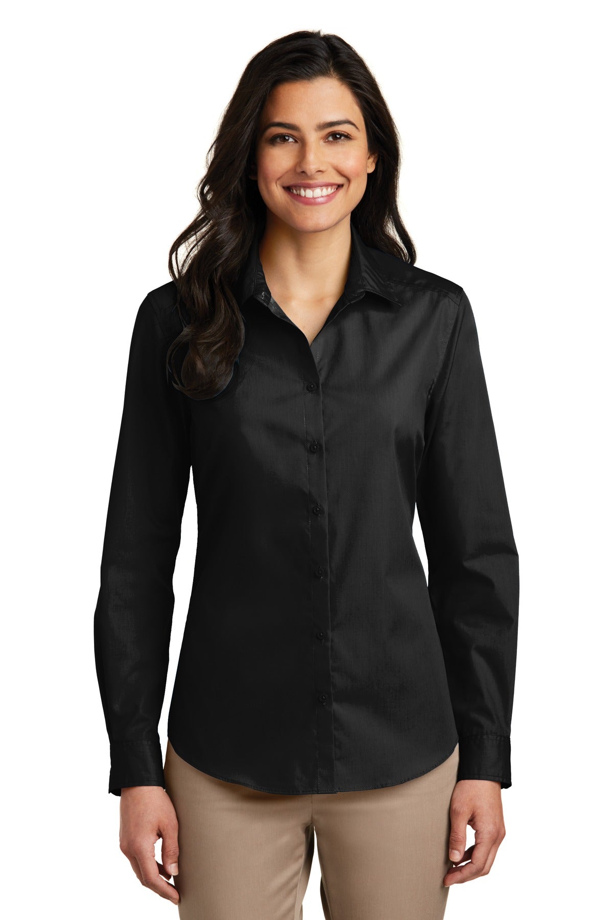 Port Authority Women's Long Sleeve Carefree Poplin Shirt. LW100