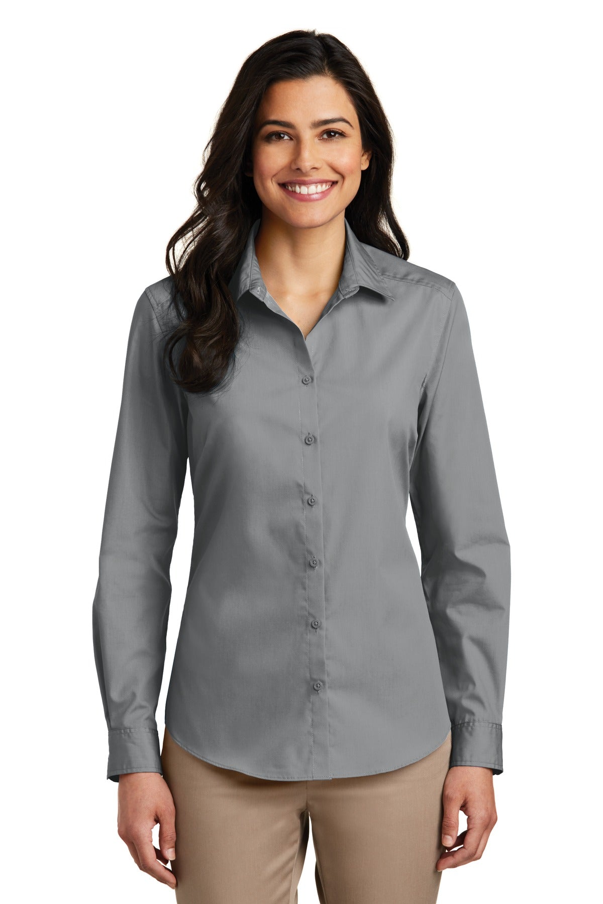 Port Authority Women's Long Sleeve Carefree Poplin Shirt. LW100