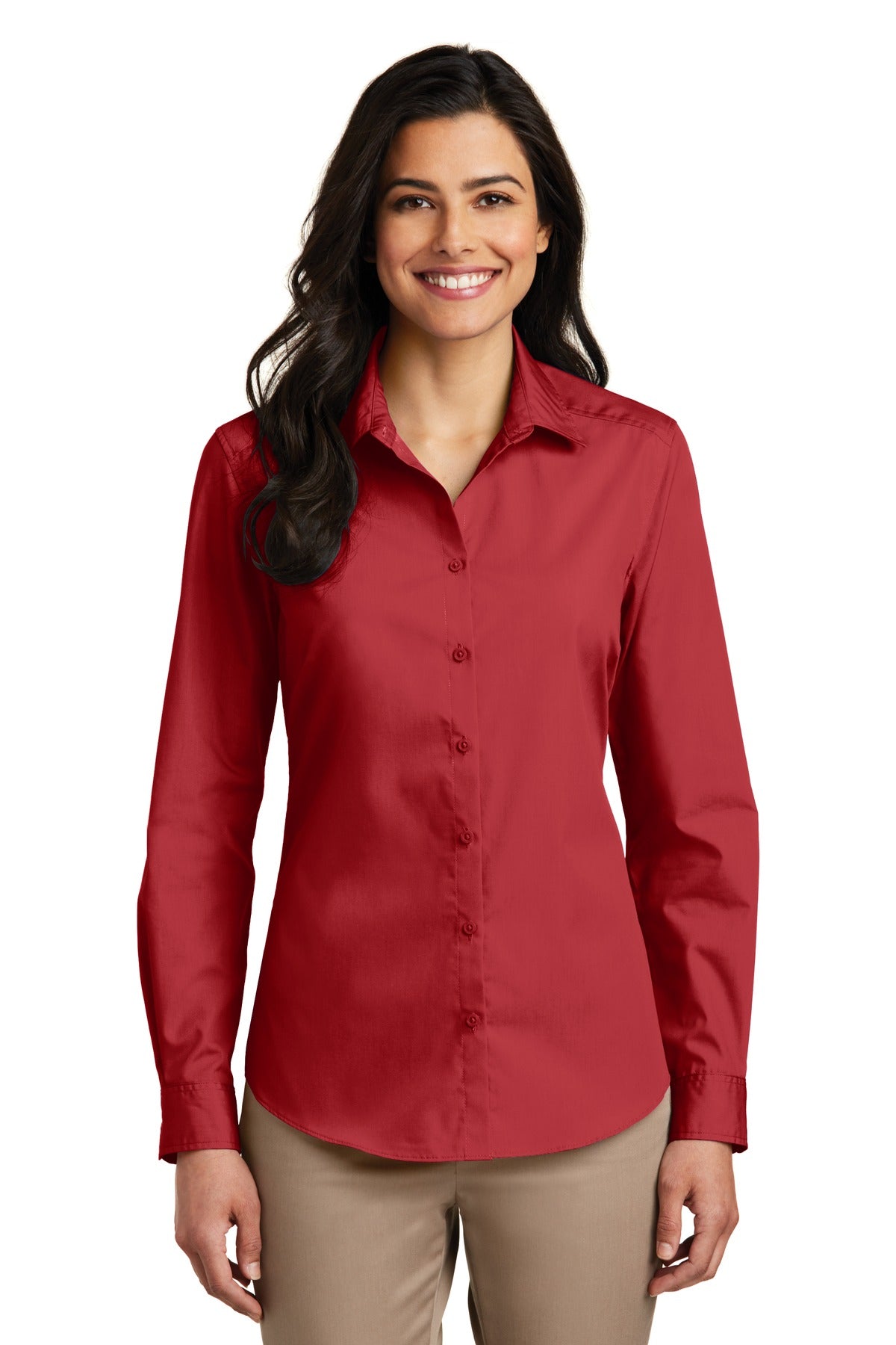 Port Authority Women's Long Sleeve Carefree Poplin Shirt. LW100