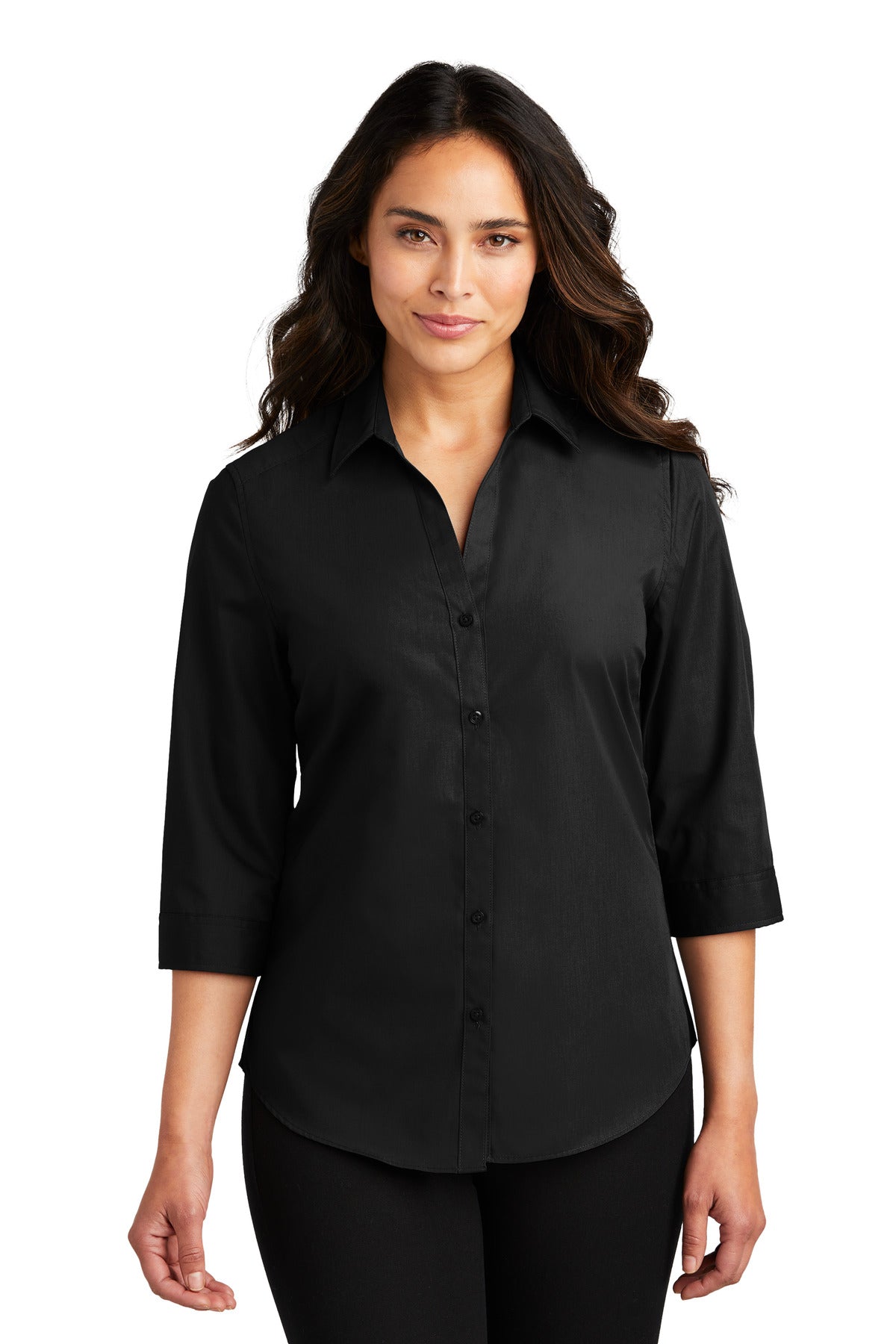 Port Authority Women's 3/4-Sleeve Carefree Poplin Shirt. LW102