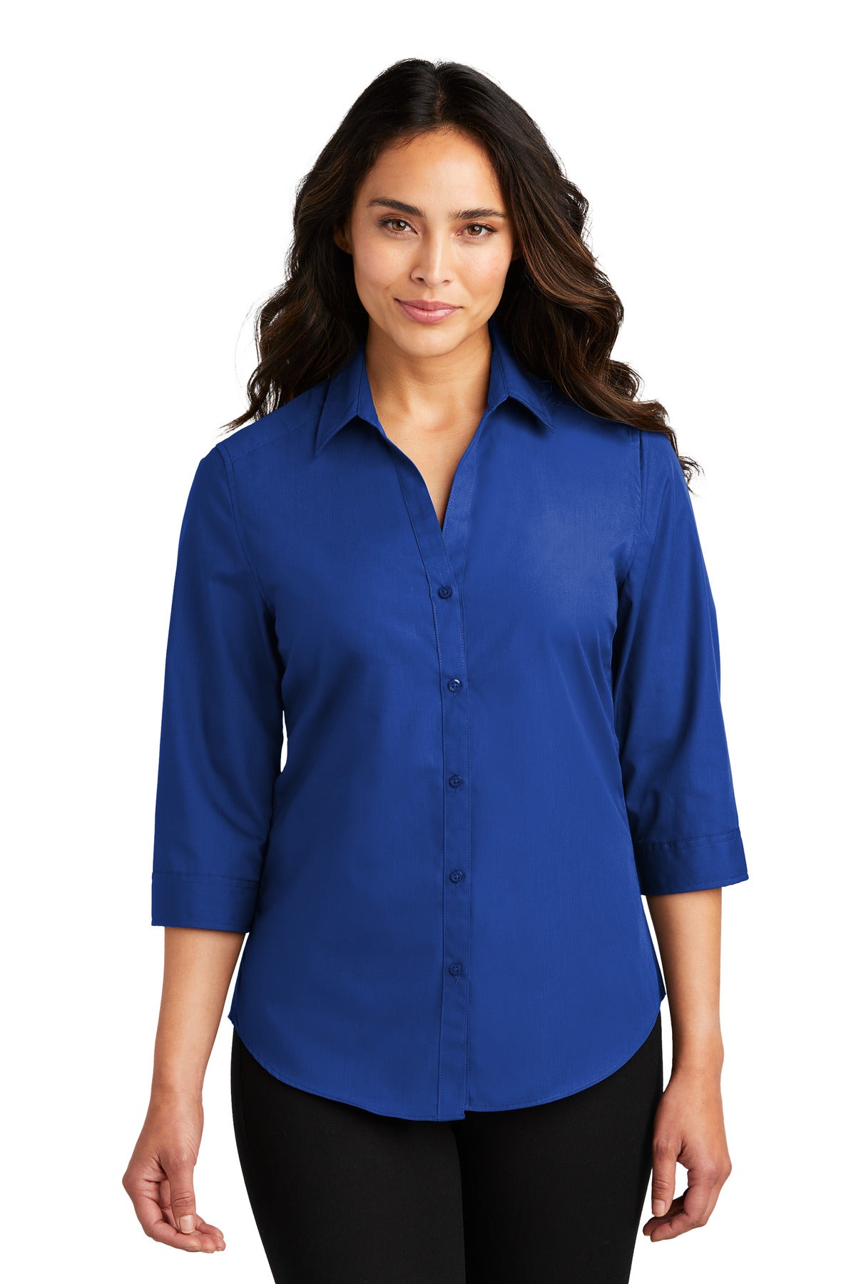 Port Authority Women's 3/4-Sleeve Carefree Poplin Shirt. LW102